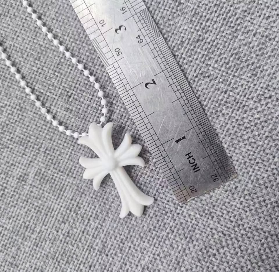 Multicolour Silicone Chrome Cross Necklace