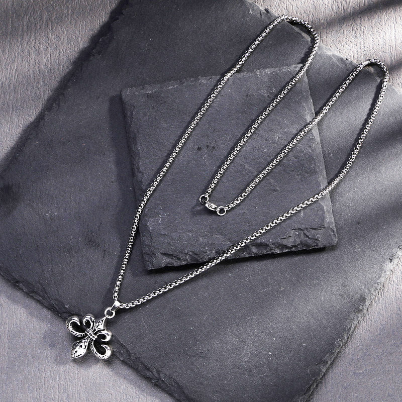 The Royal Chrome Necklace: Fleur-de-Lis