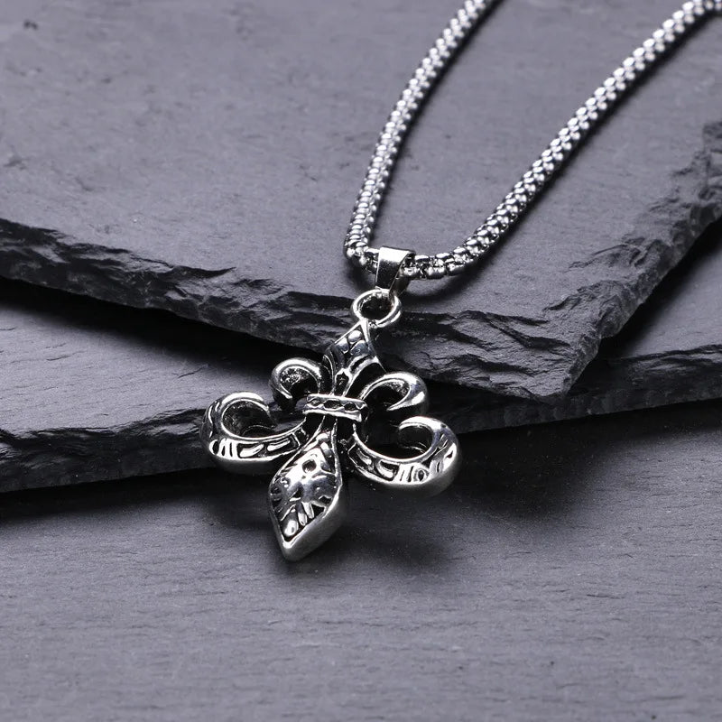 The Royal Chrome Necklace: Fleur-de-Lis