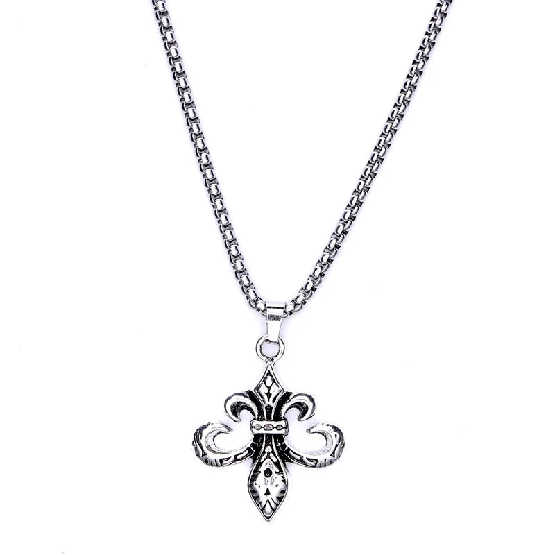 The Royal Chrome Necklace: Fleur-de-Lis