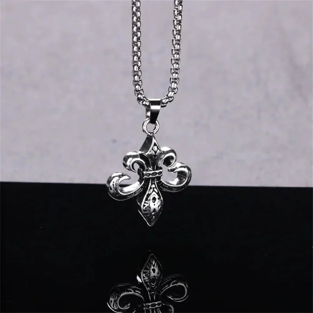 The Royal Chrome Necklace: Fleur-de-Lis