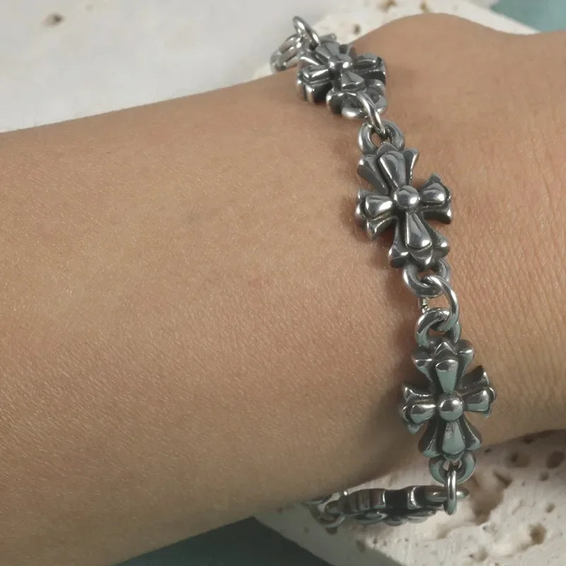 Chrome Cross Link Bracelet